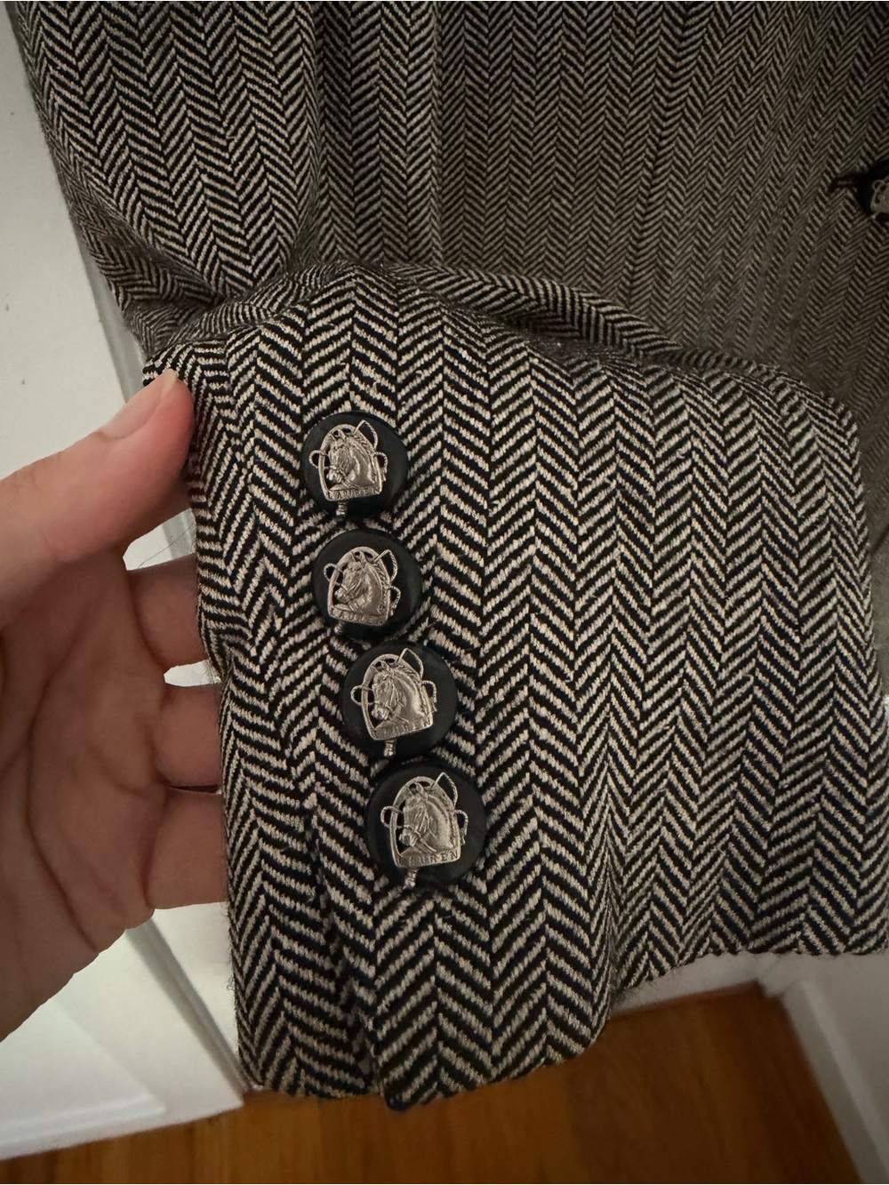 Lauren Ralph Lauren Women's Herringbone Blazer in Gray and Black - Picture 4 of 4